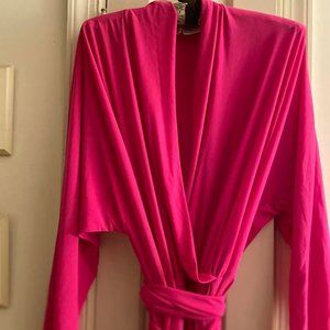 Gottex Jumpuit Hot-Pink Lightweight, Drape, Surplice Front Women's M